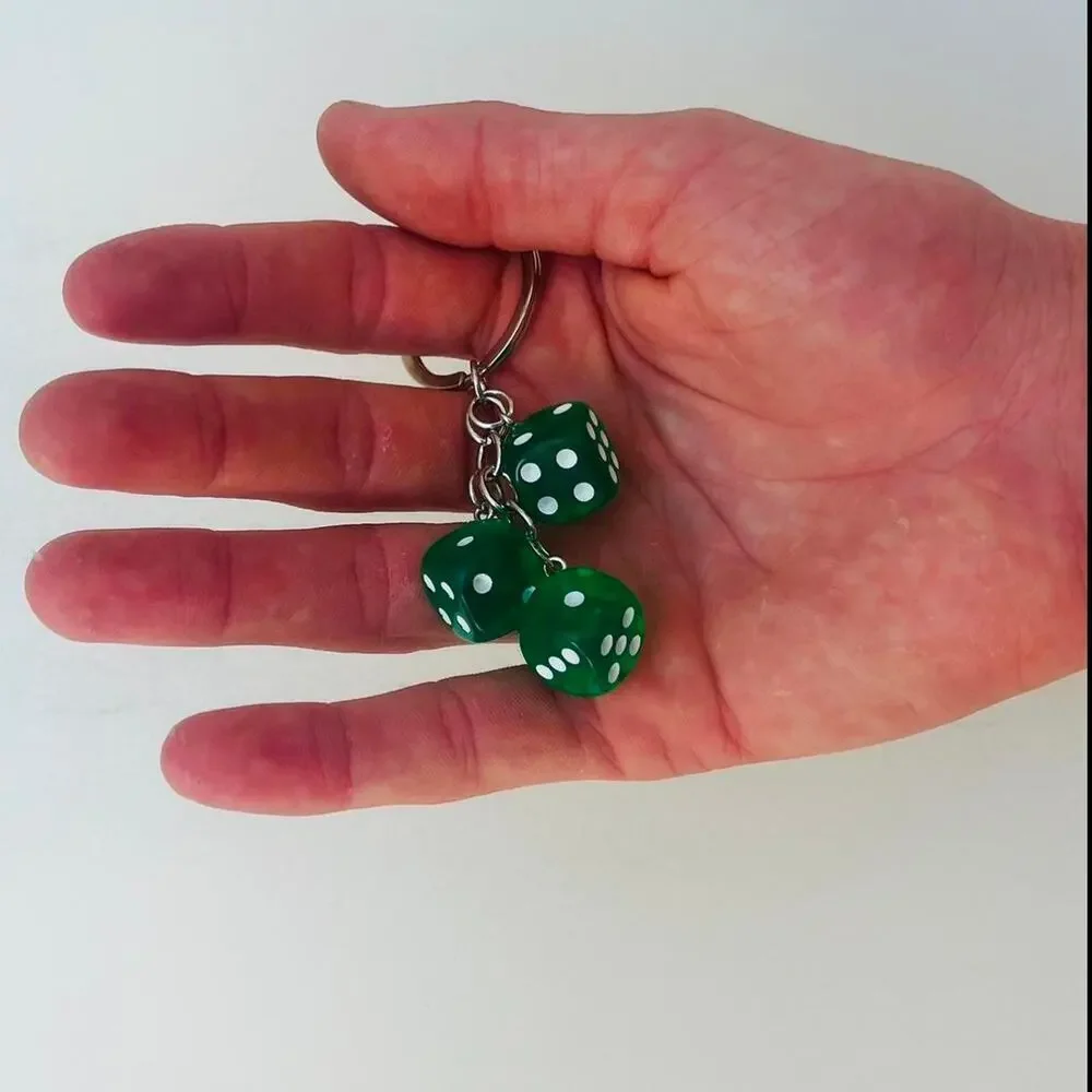 Y2k 2000s vintage style green dice key chain